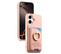 FDUJINH Cover for Iphone 17 Pro Max/17 Pro/Air/17, Stand Function Finger Ring Wallet Case with Card Slot Holder Drop Protection Leather Cover,Pink,17 Pro Max