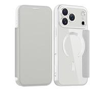FDUJINH Flip Case for Iphone 17 Pro Max/17 Pro/17 Air/17, Wallet Leather Magnetic Cover Clear TPU Back Case All-Round Protection Shockproof Shell,Grey,17 Air