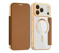 FDUJINH Flip Case for Iphone 17 Pro Max/17 Pro/17 Air/17, Wallet Leather Magnetic Cover Clear TPU Back Case All-Round Protection Shockproof Shell,Brown,17 Air