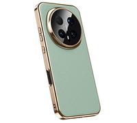 FDUJINH Genuine Leather Case for Honor Magic 8 Pro/8, Magnetic Cover Electroplated Luxury Full Lens Protection Slim Case,Green,8Pro