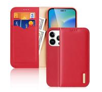FDUJINH Genuine Leather Case for Iphone 17 Pro Max/17 Pro/Air/17, Wallet Cowhide Cover Luxury Flip Card Slots Cover Full Protection Internal Shell,Red,Air