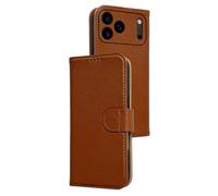 FDUJINH Genuine Leather Cover for Iphone 17 Pro Max/17 Pro/Air/17, Flip Folio Wallet Stand Phone Cover Full Body Protection Magnetic Closure Shell,Brass,17 Pro Max