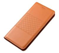 FDUJINH Genuine Leather Cover for Xiaomi 17 Ultra/17 Pro Max/17 Pro/17, Flip Wallet Case Shockproof Luxury Business Protective Shell,Orange,17