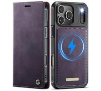 FDUJINH Magnetic Wallet Case for Iphone 17 Pro Max/17 Pro/Air/17, Detachable Flip Leather Cover Wireless Charging Shockproof Full Body Protection Shell,Purple,17 Pro Max