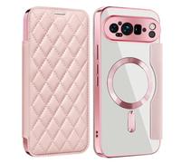FDUJINH Wallet Case for Google Pixel 10 Pro XL/10 PRO/10, Magnetic Flip Leather Cover All-Round Protection Clear TPU Back Case Shell,Gold,10Pro