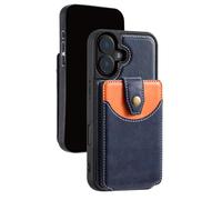 FDUJINH Wallet Case for Iphone 16 Pro Max/16 Pro/16 Plus/16, Detachable Magnetic Leather Phone Cover Stand Function Retro Protective Shell,Blue,16 Pro
