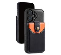 FDUJINH Wallet Case for Iphone 16 Pro Max/16 Pro/16 Plus/16, Detachable Magnetic Leather Phone Cover Stand Function Retro Protective Shell,Black,16
