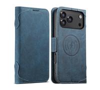 FDUJINH Wallet Case for Iphone 17 Pro Max/17 Pro/17 Air/17, Leather Flip Stand Cover Shockproof TPU Inner Shell Magnetic Case,Blue,17 Air