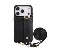 FDUJINH Wallet Case for Iphone 17 Pro Max/17 Pro/Air/17, Card Holder Leather Cover Wristrap Ring Kickstand Crossbody Lanyard Protection Shell,Black,17 Pro Max