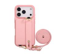 FDUJINH Wallet Case for Iphone 17 Pro Max/17 Pro/Air/17, Card Holder Leather Cover Wristrap Ring Kickstand Crossbody Lanyard Protection Shell,Pink,Air