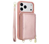 FDUJINH Wallet Case for Iphone 17 Pro Max/17 Pro/Air/17, Crossbody Multifunctional Phone Leather Cover Zipper Bag Avec Long Lanyard Hand Strap,Gold,Air