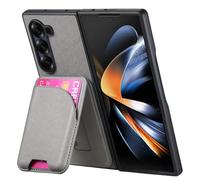 FDUJINH Wallet Case for Samsung Galaxy Z Fold 7, Magnetic Detachable Card Holder Kickstand Leather Phone Cover Business Anti-Fingerprint,Grey,Fold 7