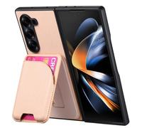 FDUJINH Wallet Case for Samsung Galaxy Z Fold 7, Magnetic Detachable Card Holder Kickstand Leather Phone Cover Business Anti-Fingerprint,Pink,Fold 7