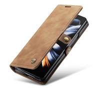 FDUJINH Wallet Case for Samsung Galaxy Z Fold 7, Magnetic Flip Leather Cover Stand Function All-Round Protection Retro Phone Case,Brown,Fold 7