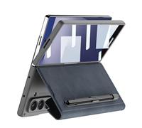 FDUJINH Wallet Case for Samsung Galaxy Z Fold 7, Wireless Charging Slim Luxury Flip Full Body Protective Phone Cover with Pen Slot Business Case,Gray,Fold 7