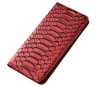 FDUJINH Wallet Case for Xiaomi 17 Ultra/17 Pro Max/17 Pro/17, 3D Relief Genuine Leather Cover Flip Folio Full Shockproof Shell,Red,17 Ultra
