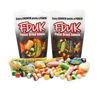 FDUK Freeze Dried Sweets Pack of 2 - Sour Sweets & Halal Sweet Mix - 2 Bags x 100g Each - Crunchy, Vibrant Flavours for Birthdays & Parties - As Seen on TikTok - Candy for All Ages