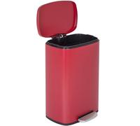 FDW Kitchen Trash Can with Lid for Office Bedroom Bathroom Step Trash Bin Fingerprint-Proof Garbage Bin Brushed Stainless Steel 13 Gallon (Red)