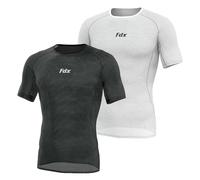FDX Cool Mesh Base Layer Half Sleeve - Men’s Summer Cycling Mesh Top - Ultralight, Breathable, Anti-Odour Bicycle Skins Jersey - Under-Shirts for Running, Gym, Workout, (Pack of 2, Black+White, S)