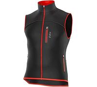 FDX Cycling Gilet Men’s - Thermal Softshell, Windproof Warm Vest for Running, Water Resistant Lightweight Hi-Viz Biking Jacket, Riding MTB, Hiking, Sleeveless Bicycle Top (Black/Red, Small)