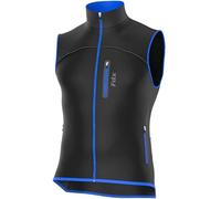 FDX Cycling Gilet Men’s - Thermal Softshell, Windproof Warm Vest for Running, Water Resistant Lightweight Hi-Viz Biking Jacket, Riding MTB, Hiking, Sleeveless Bicycle Top (Black/Blue, 3XL)