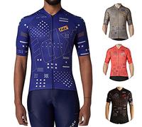 FDX Cycling Jersey Men’s - 100% Polyester, Breathable Short Sleeve, Full Zipped Cycle Tops - Hi Vis All Day Bicycle Riding Shirt, MTB Racing, Mountain Bike, Outdoor Sports Clothes (Blue XL)