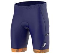 FDX Cycling Shorts Men's - 3D Anti-Bac Padded All Day Bike Shorts with Powerband Leg Grippers, Side Pockets - Breathable, Quick Dry, Anti-Slip Hi-Viz Bicycle Tights, Biking Half Pants (Navy Blue-XL)