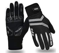 FDX Full Finger Winter Cycling Gloves, Breathable, Water Resistant, Windproof, Anti- Shocking Gel Padded Palms, Touchscreen, Anti-Slip Warm Thermal Men Women MTB, Racing, Running, Hiking (White, S)