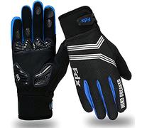 FDX Full Finger Winter Cycling Gloves, Breathable, Water Resistant, Windproof, Anti- Shocking Gel Padded Palms, Touchscreen, Anti-Slip Warm Thermal Men Women MTB, Racing, Riding, Running (Blue S)