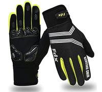 FDX Full Finger Winter Cycling Gloves, Breathable, Water Resistant, Windproof, Anti- Shocking Gel Padded Palms, Touchscreen, Anti-Slip Warm Thermal Men Women MTB, Racing, Riding, Running (Yellow XL)