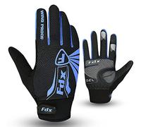 FDX Full Finger Winter Cycling Gloves, Thermal Warm, Water Resistant, Windproof, Anti- Shocking Gel Padded Palms, Touchscreen, Breathable Anti-Slip Men Women MTB, Racing, Riding, Running, (Blue L)