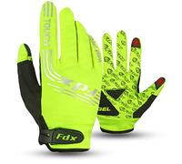 FDX Full Finger Winter Cycling Gloves, Thermal Warm, Water Resistant, Windproof, Anti-Shocking Gel Padded Palms, Touchscreen, Breathable, Anti-Slip Men Women, Racing, MTB, Riding, Running(Yellow L)