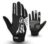 FDX Full Finger Winter Cycling Gloves, Thermal Warm, Water Resistant, Windproof, Anti- Shocking Gel Padded Palms, Touchscreen, Breathable Anti-Slip Men Women MTB, Racing, Riding, Running, (White S)