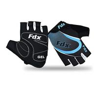 FDX Half Finger Cycling Gloves - Breathable, Gel Padded Protection, Anti-Slip - Fingerless Shock-absorbing Mitts for Mountain Bike, Road Bicycle, MTB, Riding, Men and Women (Blu, L)
