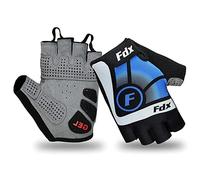 FDX Half Finger Cycling Gloves - Gel Padded Protection, Anti-Slip, Breathable Fingerless Mitts - Shock-absorbing Gloves for Mountain Bike, Road Bicycle, MTB, Riding, Men and Women (Blu, M)