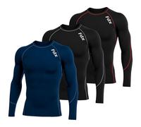 FDX Men Compression Top Long Sleeve for Running & Gym PO2 N/G/R XXL