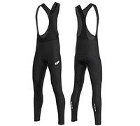 FDX Men’s Cycling Bib Tights, Italian Thermal Super Roubaix, Water Resistant, Windproof Cycle Trousers, 3D Padded, Lightweight Biking Bib Pants, Winter Cycle Bottom, Bicycle Leggings(Duo-Black-3XL)
