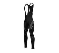 FDX Men’s Cycling Bib Tights - Padded Thermal Lightweight Bib Pants Breathable, Quick Dry, Roubaix Fabric Bibs with Zipped Back Pocket - Winter Biking Leggings, Bicycle Trouser (Black/Grey, X-Large)
