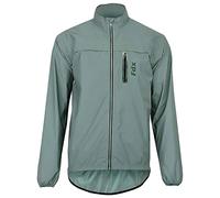FDX Men’s Cycling Jacket - 360 Reflective, Waterproof, High Visibility, Breathable, Lightweight Cycle Rain Tops - Full Sleeves Windproof Coat for Riding, Running, Bike Racing (Grey-L)