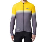 FDX Men’s Cycling Jersey, Super Roubaix Thermal Cycling Jacket, Windproof Winter Cycle Top, Full Zipper, Water Resistant and Breathable Long Sleeve High Viz Shirt,Running,Bike Clothing (Yellow -3XL)