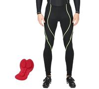 FDX Men’s Cycling Tights, 3D Anti-Bac Padded, Reflective, Breathable, Quick Dry, Winter Warm Cycle Pants - Thermal Outdoor Bike Riding Hi Viz Trousers - Highly Elasticated Bicycle Leggings(Yellow S)