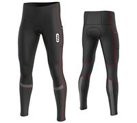FDX Men’s Cycling Tights - 3D Anti-Bac Padded, Winter Thermal Long Cycle Pants - Breathable, Quick Dry Outdoor Bike Riding All Day Trousers - Cold Wear High-Elasticity Bicycle Leggings (Red-XL)
