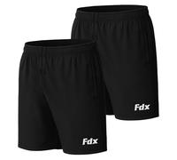 FDX Men’s Running and Gym Shorts with Side Zip Pockets Lightweight Moisture Wicking Shorts for Skip Rope Outdoor Sports Workout Exercise Pro Black PO2,M