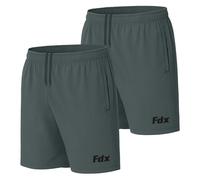 FDX Men’s Running and Gym Shorts with Side Zip Pockets Lightweight Moisture Wicking Shorts for Skip Rope Outdoor Sports Workout Exercise Pro Grey PO2,L