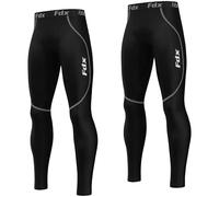 FDX Men’s Super-Thermal Compression Tights, Highly Lightweight Leggings Cool Quick Dry Bottom Trouser for Running Gym, Workout Training Exercise Fitness Inorex (Black), XL