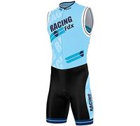 FDX Men Triathlon Tri Suit Padded Compression Running Swimming Sublimation Cycling Skinsuit(Blue, L)