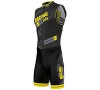 FDX Men Triathlon Tri Suit Padded Compression Running Swimming Sublimation Cycling Skinsuit(Yellow, Large)