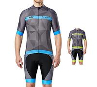 FDX Mens Classic Cycling Jersey Race fit Gel Padded Bib Shorts Cycling Combo set (Blue, Medium)