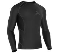 FDX Men's Compression Base Layer Top, Lightweight, Breathable, Long Sleeve Body Fit Quick Dry Cool Shirt All Season for Running Gym Workout Training Fitness Exercise Recoil (Grey), L