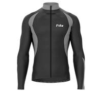 FDX Mens Cycling Jersey, Windproof Warm Winter Cycle Tops, Long Sleeves Water-Resistant Lightweight Thermal Bike Jacket, Windproof Bicycle Shirt for Riding, and Running(Grey, XXL)